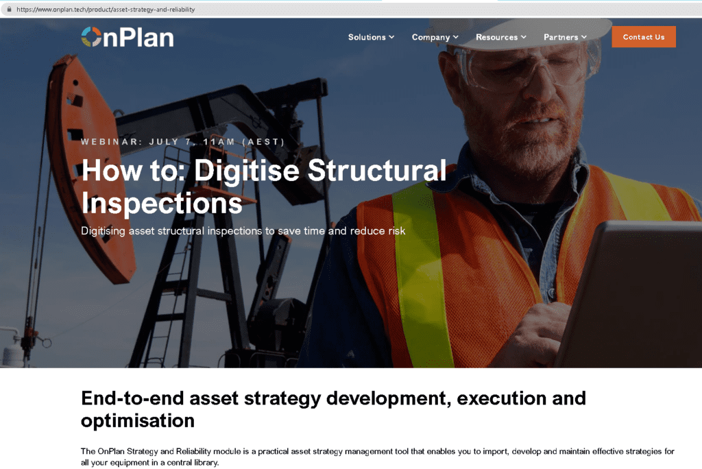 Onplan Maintenance Strategy Development Software